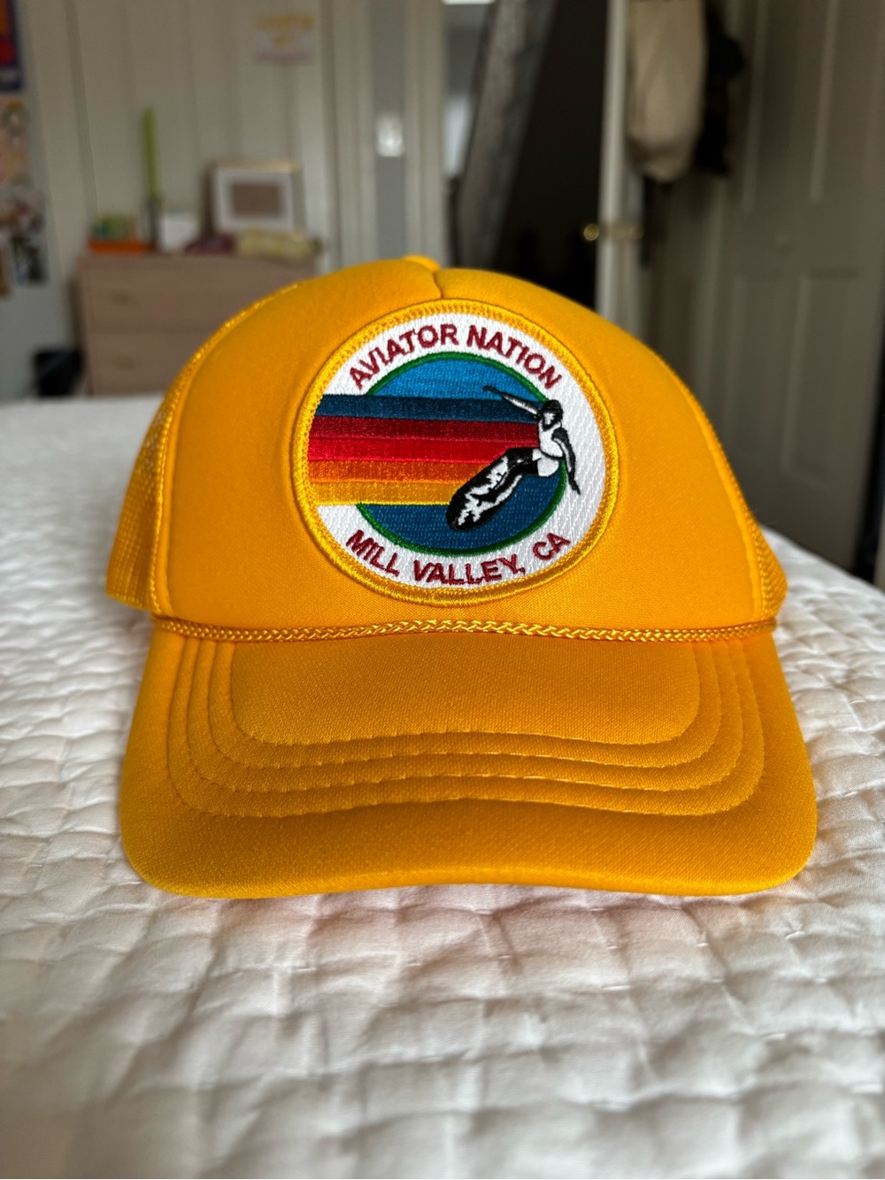 Aviator Nation Mill Valley Youth Gold Trucker Hat with Rainbow Patch